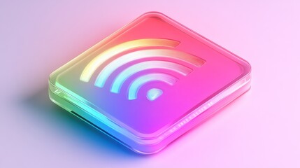 Poster - Colorful Glass Wifi Symbol on Pink Background