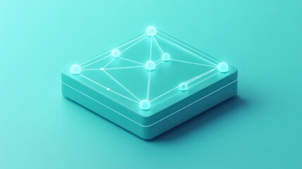 Poster - Teal Cube Displays Networked Glowing Spheres