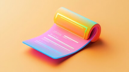 Poster - A Rolled Vibrant Gradient Document  On Orange Background