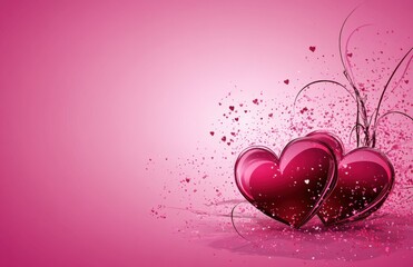 Aufkleber - Valentine background, pink with two hearts, love concept