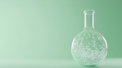 Poster - Glass Flask Filled With Bubbles On Green Background