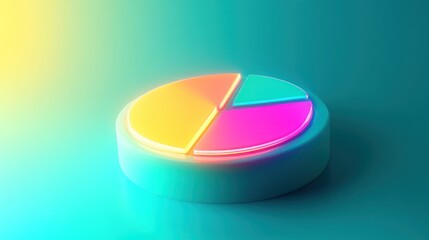 Poster - Neon Pie Chart Data Visualization Graphic Design