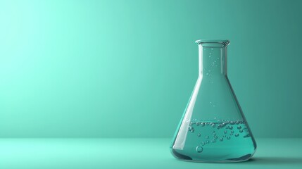 Poster - Glass Erlenmeyer Flask Filled With Teal Liquid