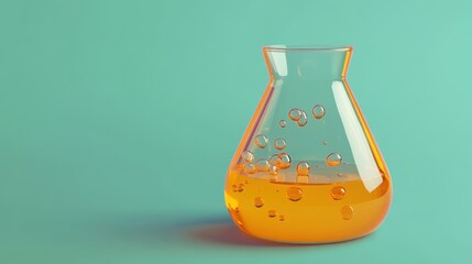 Poster - Glass Erlenmeyer Flask With Orange Liquid Bubbles