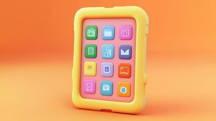 Aufkleber - Colorful App Icons on a Yellow Mobile Device