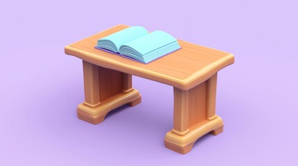 Poster - A light blue book rests on a small wooden table