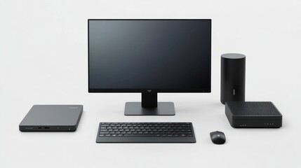 Aufkleber - Sleek Modern Black Desktop Computer Setup