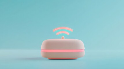 Poster - Pastel Wifi Device on Blue Background
