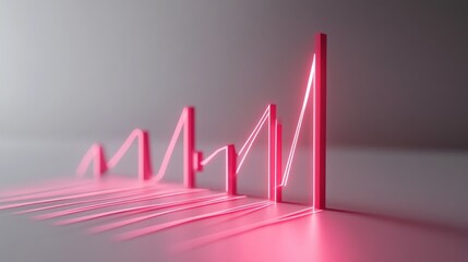 Poster - Abstract Pink Neon Light Graph Shows Growth