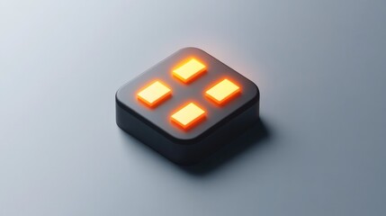 Poster - Illuminated Square App Icon with Four Glowing Blocks