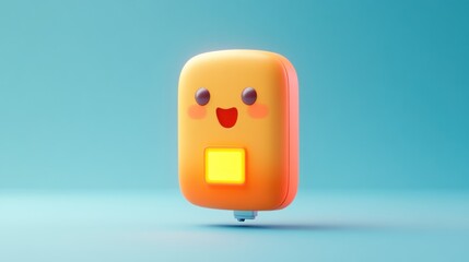 Poster - Happy Orange Device With Illuminated Square