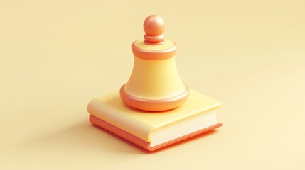 Poster - Yellow Chess Piece Rests Upon a Yellow Book