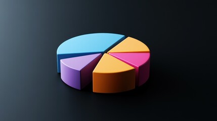 Poster - Colorful Three Dimensional Pie Chart Data Representation
