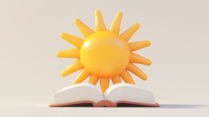 Poster - A cheerful sun shines above an open book