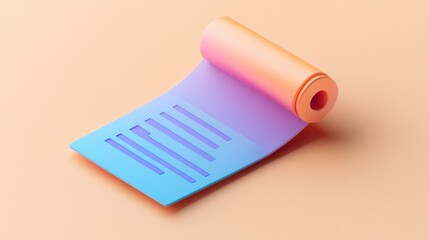 Poster - Abstract Pastel Colored Paper Roll Unfurling Showing Bars