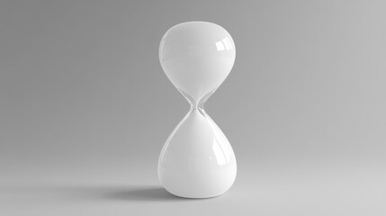 Poster - A Simple White Hourglass Stands on Gray Background