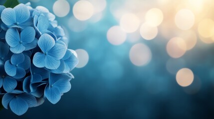 Aufkleber - A vibrant blue hydrangea bloom showcases soft petals against a dreamy pastel bokeh background, offering a tranquil and elegant visual experience