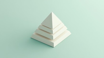 Poster - White layered pyramid on a light green background