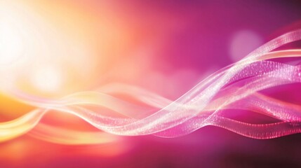 Fototapete - Bright neon waves flow dynamically, creating a sense of motion and energy, while providing ample space for graphic elements and text on the right side