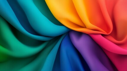 Leinwandbilder - A captivating 3D background features dark rainbow gradient waves, creating a striking abstract visual with space for text on the right side for various applications