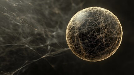 Poster - Sphere Encased in Intricate Spiderweb Strands