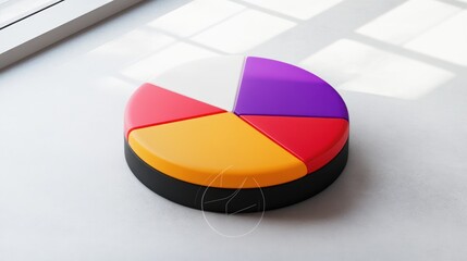 Poster - Colorful Three Dimensional Pie Chart Data Representation