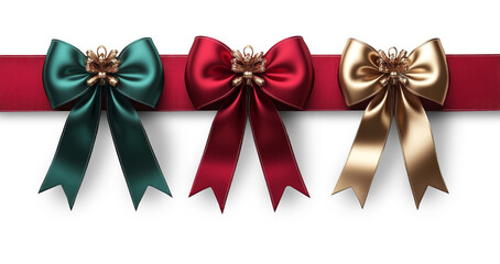 Poster - These stylish bows in green, red, and gold are set against a transparent background, perfect for enhancing holiday decorations and gift packaging, adding a touch of elegance to festive occasions.