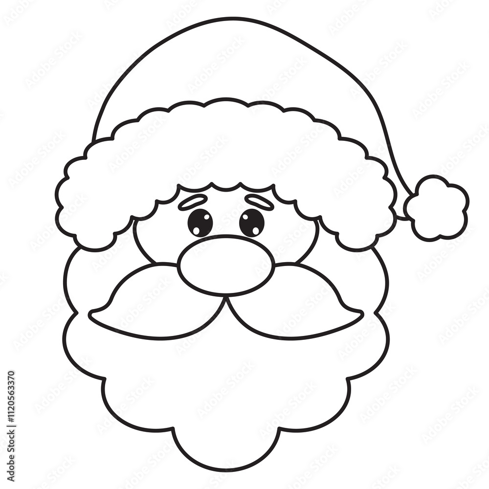 Christmas Santa Claus face coloring page vector cartoon illustration ...