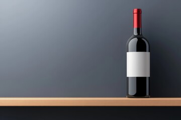 Wall Mural - A bottle of wine is on a shelf with a white label