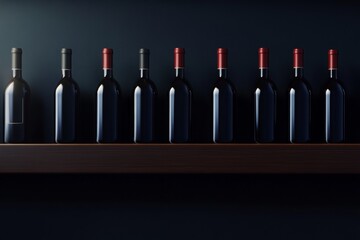 Wall Mural - A row of wine bottles on a shelf, with one bottle missing