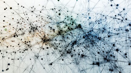 Poster - Abstract network structure with connected nodes and lines, representing communication, technology, and interconnected systems.