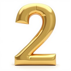 Golden Number Two - 3D Gold Number