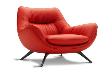 Poster - This sleek, modern armchair features a vibrant red upholstery with a curved silhouette, perfect for adding a pop of color to living rooms. Its clean lines and supportive design enhance any decor.