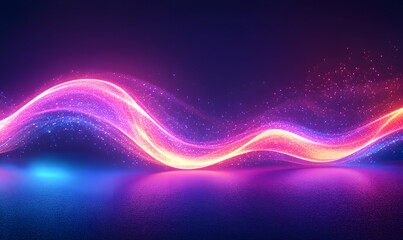 Poster - A neon wavy line with motion blur effects, giving the impression of high-speed movement