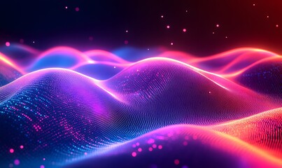 Poster - A neon wavy line with motion blur effects, giving the impression of high-speed movement