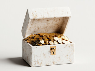 Off-White Box Filled with Gold Coins