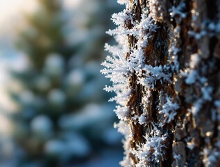 Poster - Frost-covered tree branch in winter