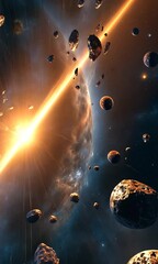 Wall Mural - stunning cosmic landscape with vibrant nebula, distant celestial bodies, and glowing planetary eleme