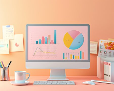 3D SEO Optimization, web analytics and seo marketing cncept. 3d render illustration