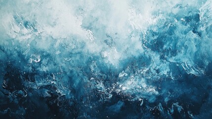 Poster - A captivating blend of blue hues flows seamlessly across the canvas, resembling gentle waves of water while creating an atmosphere of serenity