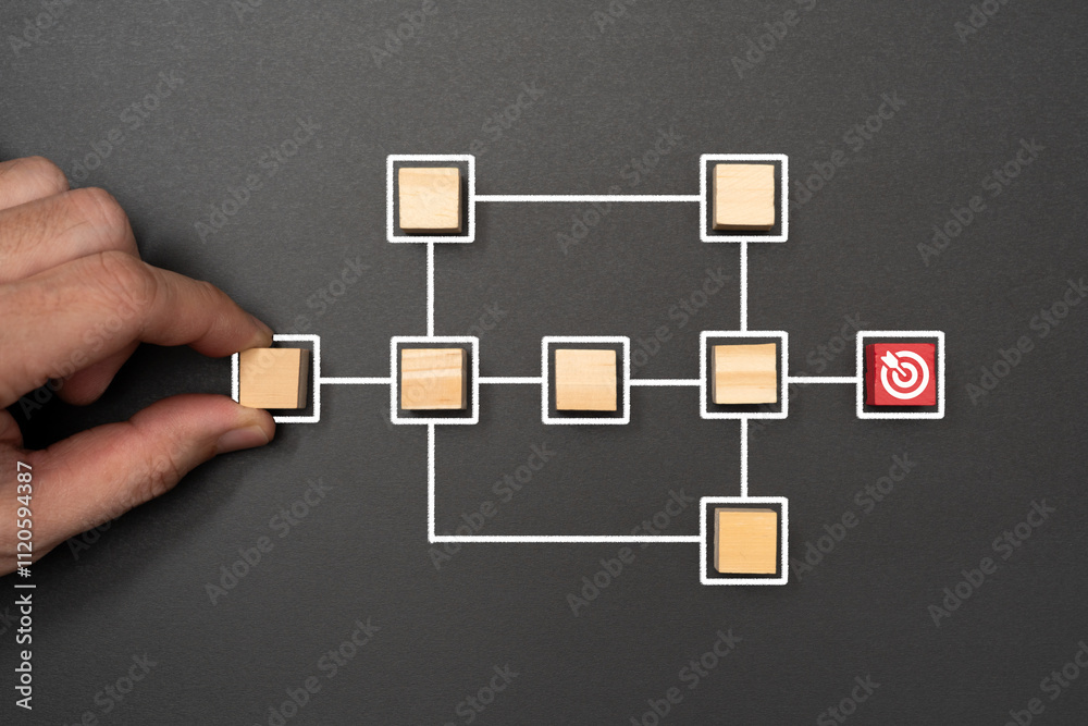 Target Process Flow Process Flowchart with Final Target Highlighted Stock Photo | Adobe Stock