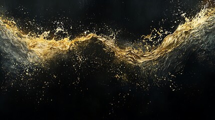 Wall Mural - smooth transitioning wave metallic gold flowing across dark surface