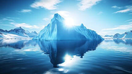 Aufkleber - Majestic Iceberg Floating in Pristine Arctic Waters Under Bright Sunlight : Generative AI
