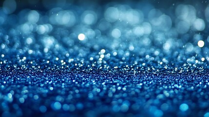Poster - Abstract Sparkling Blue Glitter Bokeh Background Ideal for Festive and Elegant Designs : Generative AI