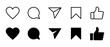 © Cali6ro - Set of generic social media user interface icons. Like, comment, share and save icons. Social media flat icons. Vector, flat outline icon isolated on white, 10 eps.