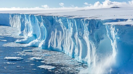Aufkleber - Magnificent Glacial Wall and Ice Sea in Untouched Antarctic Wilderness : Generative AI