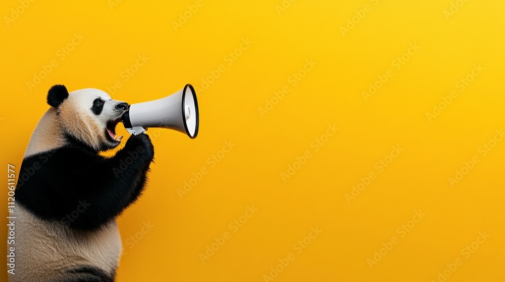 Yelling Panda Panda Screaming into Megaphone: A Hilarious Scene Stock Illustration ...