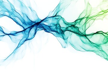Poster - Abstract Flowing Blue and Green Wisps on White Background for Modern Art Themes : Generative AI