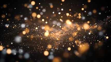 Poster - Golden Amber Glow with Sparkling Bokeh Effects on Dark Backdrop : Generative AI
