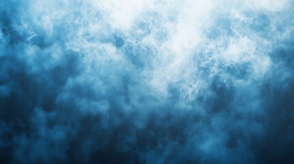 Poster - Abstract Blue and White Smoke Clouds in a Tranquil Flow : Generative AI